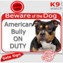 Red portal Sign "Beware of Dog, American Bully on duty" 24 cm