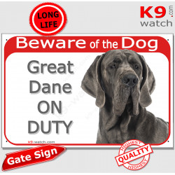 Red Portal Sign "Beware of the Dog, Great Dane on duty" 24 cm