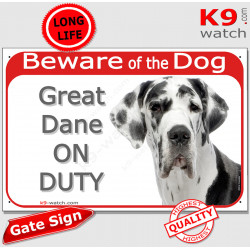 Red Portal Sign "Beware of the Dog, Great Dane on duty" 24 cm