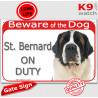 Red Portal Sign "Beware of the Dog, St. Bernard on duty" 24 cm, Gate plate photo notice Bernhardiner