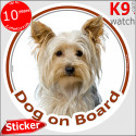 Yorkshire, car circle sticker "Dog on board" 14 cm