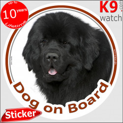 black Newfoundland Head, car circle sticker "Dog on board" decal adhesive label photo notice