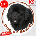 Newfoundland, car circle sticker "Dog on board" 14 cm