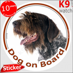 Korthals Griffon, car circle sticker "Dog on board" Decal label Wirehaired Pointing Griffon photo notice