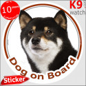 Shiba Inu, car circle sticker "Dog on board" 14 cm
