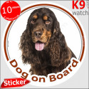 English Cocker, circle sticker "Dog on board" 14 cm