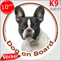 French Bulldog, car circle sticker "Dog on board" 14 cm