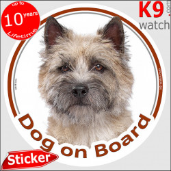 Cairn Terrier, car circle sticker "Dog on board" 14 cm