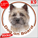 Cairn Terrier, car circle sticker "Dog on board" 14 cm