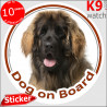 Leonberger Head circle sticker "Dog on board" Decal label adhesive car Leo photo notice