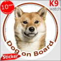Shiba Inu, car sticker "Dog on board" 14 cm