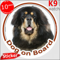 Tibetan Mastiff, car circle sticker "Dog on board" 14 cm