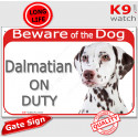 Red Portal Sign "Beware of the Dog, Dalmatian on duty" 24 cm