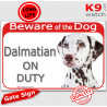 Red Portal Sign "Beware of the Dog, Dalmatian on duty" 24 cm