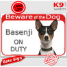 Red Portal Sign "Beware of the Dog, Basenji on duty" 24 cm