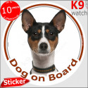 Basenji, car circle sticker "Dog on board" 14 cm