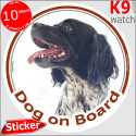 Brittany Spaniel, car circle sticker "Dog on board" 14 cm