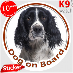 Black Welsh Springer Spaniel Head, car circle sticker "Dog on board" decal adhesive label cocker starter notice