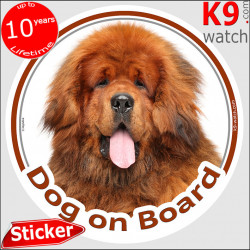 Tibetan Mastiff, car circle sticker "Dog on board" 14 cm