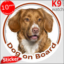 Nova Scotia Retriever, car circle sticker "Dog on board" 14 cm
