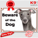 Italian Greyhound, portal Sign "Beware of the Dog" 24 cm