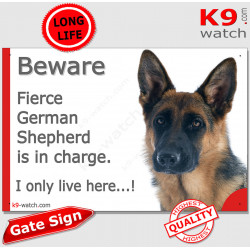 Funny Portal Sign "Beware fierce Black and Tan shorthaired German Shepherd is in charge. I only live here" gate photo hilarious