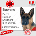 Funny Sign "Beware of the Dog, fierce German Shepherd is in charge !" 24 cm