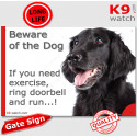 Funny Sign "Beware of the Dog, Flat Coated Retriever need exercise, run !" 24 cm