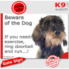 Funny Sign "Beware of the Dog, Dachshund need exercise, run !" 24 cm