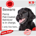 Funny Sign "Beware of the Dog, fierce Flat-Coated is in charge !" 24 cm