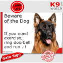 Funny Sign "Beware of the Dog, German Shepherd need exercise, run !" 24 cm