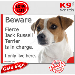 Funny Sign "Beware of the Dog, fierce Jack Russell is in charge !" 24 cm