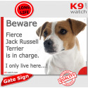 Funny Sign "Beware of the Dog, fierce Jack Russell is in charge !" 24 cm
