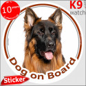 German Shepherd, car circle sticker "Dog on board" 14 cm