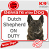 Red Portal Sign "Beware of Dog, Dutch Shepherd on duty" 24 cm