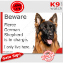 Funny Sign "Beware of the Dog, fierce German Shepherd is in charge !" 24 cm