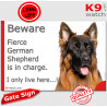 Funny Portal Sign "Beware fierce Black and Tan longhaired German Shepherd is in charge. I only live here" gate photo hilarious