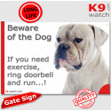 Funny Sign "Beware of the Dog, American Bulldog need exercise, run !" 24 cm