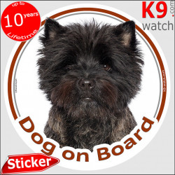 Cairn Terrier, car circle sticker "Dog on board" 14 cm