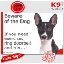 Funny Sign "Beware of the Dog, Basenji need exercise, run !" 24 cm