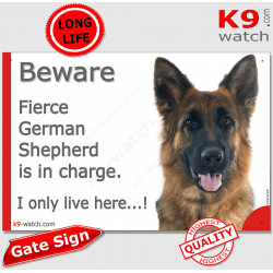 Funny Sign "Beware of the Dog, fierce German Shepherd is in charge !" 24 cm