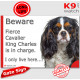 Funny Portal Sign "Beware fierce Tricolor Cavalier King Charles is in charge. I only live here" gate photo hilarious plate