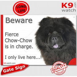 Funny Portal Sign "Beware fierce black Chow-Chow is in charge. I only live here" gate photo hilarious plate notice, Door plaque
