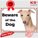 Italian Greyhound, portal Sign "Beware of the Dog" 24 cm