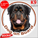 Rottweiler XL, car circle sticker "Dog on board" 14 cm