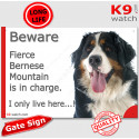 Funny Sign "Beware of the Dog, fierce Bernese Mountain is in charge !" 24 cm