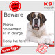 Funny Portal Sign "Beware fierce St-Bernard is in charge. I only live here" gate photo hilarious plate notice, Door plaque placa