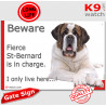 Funny Portal Sign "Beware fierce St-Bernard is in charge. I only live here" gate photo hilarious plate notice, Door plaque placa