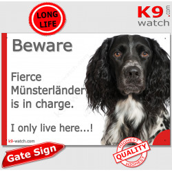 Funny Portal Sign "Beware fierce Münsterländer is in charge. I only live here" gate photo hilarious plate notice, Door plaque