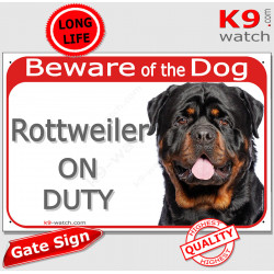 Red Portal Sign "Beware of the Dog, Rottweiler on duty" 24 cm